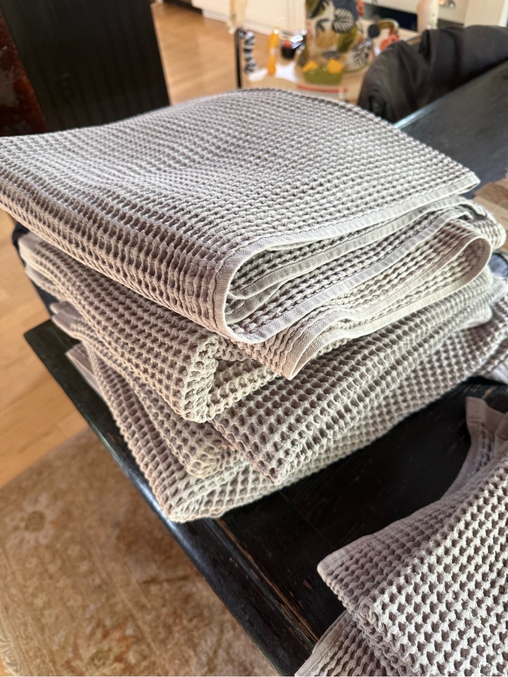 Quince Waffle Weave Bath Towels in Light Gray